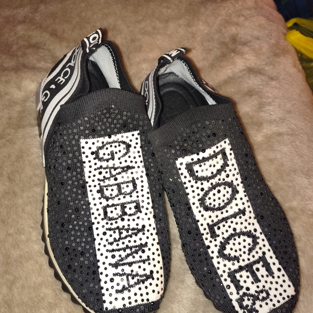 Dolce & Gabbana Black and White Embellished Sneakers